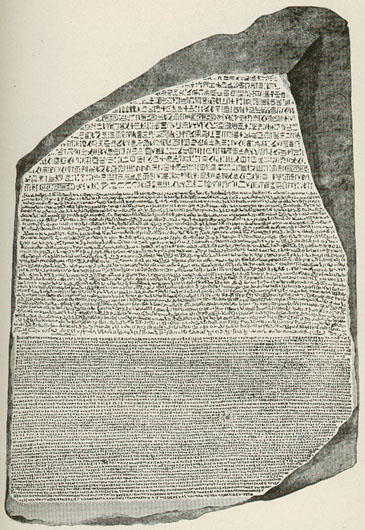 Image of Rosetta Stone, with lines of text