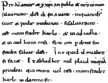 Image of part of Strasbourg Oaths, with lines of text